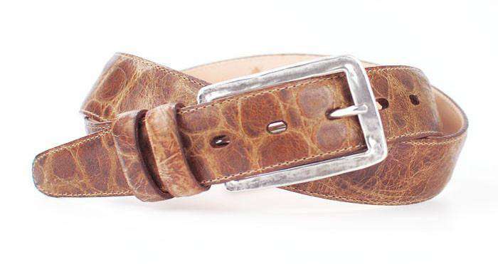 The Geoffrey Belt in Chestnut Crocodile Grain Leather by Martin Dingman - Country Club Prep
