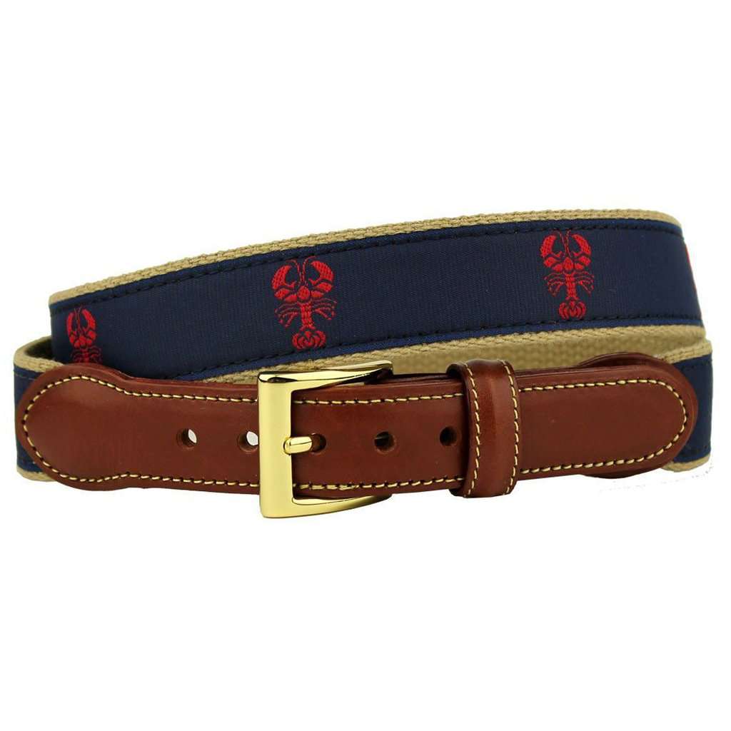 The Lobster Clause Leather Tab Belt in Navy by Country Club Prep - Country Club Prep