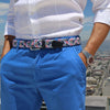 The Madras Woven Cotton Belt in Dandy Blue by Bucks Club - Country Club Prep