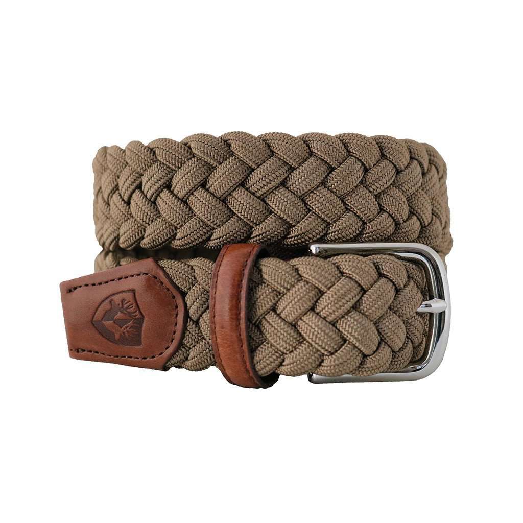 The Nautilus Woven Rayon Belt in Dark Beige by Bucks Club - Country Club Prep