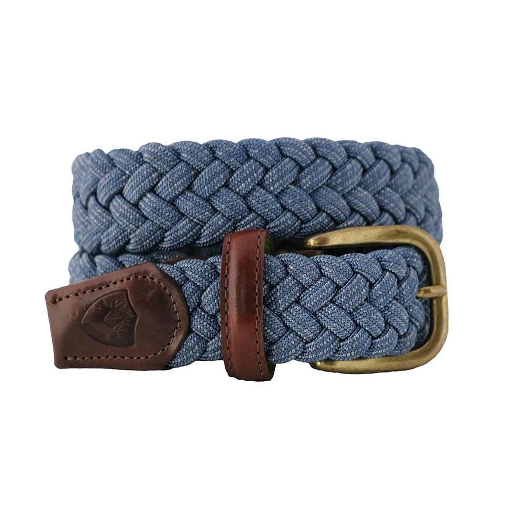 The Nautilus Woven Rayon Belt in Jeans Blue by Bucks Club - Country Club Prep