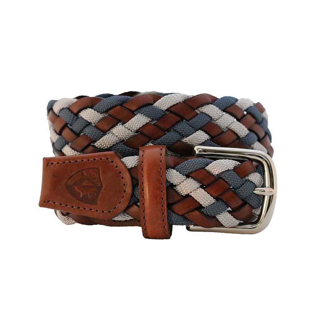 The Privilege Leather and Rayon Woven Belt in Whiskey Neat by Bucks Club - Country Club Prep