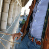 The Privilege Leather and Rayon Woven Belt in Whiskey Neat by Bucks Club - Country Club Prep