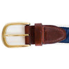 TN Traditional Leather Tab Belt in Navy Ribbon with White Canvas Backing by State Traditions - Country Club Prep