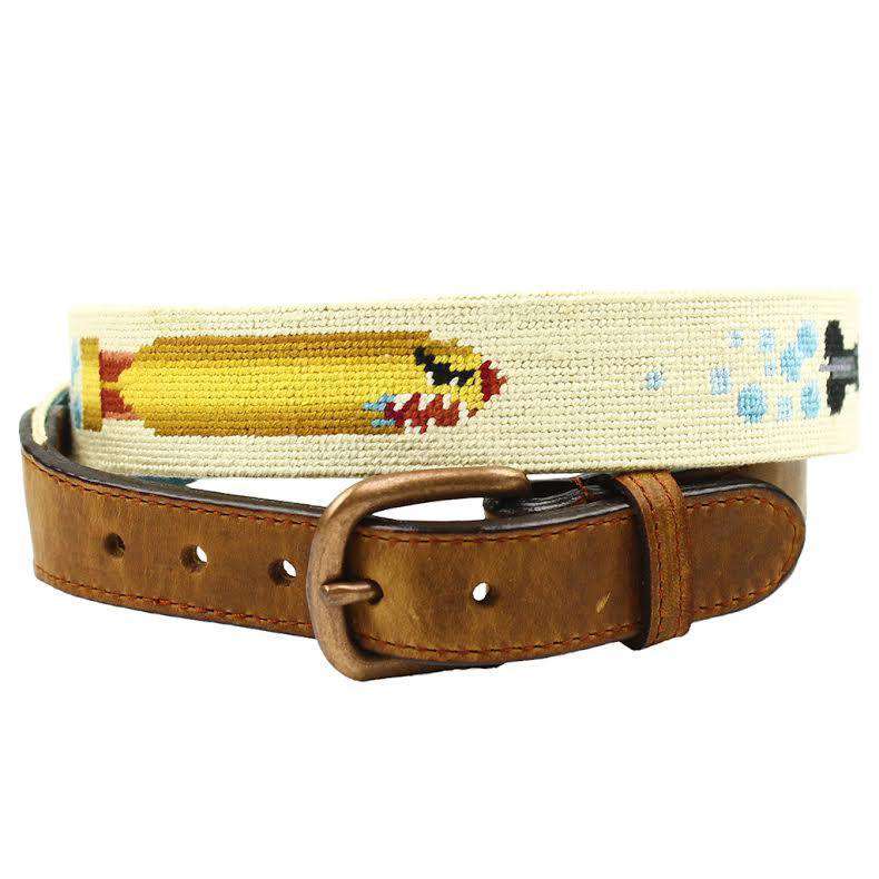 Torpedo Needlepoint Belt in Khaki by Smathers & Branson - Country Club Prep