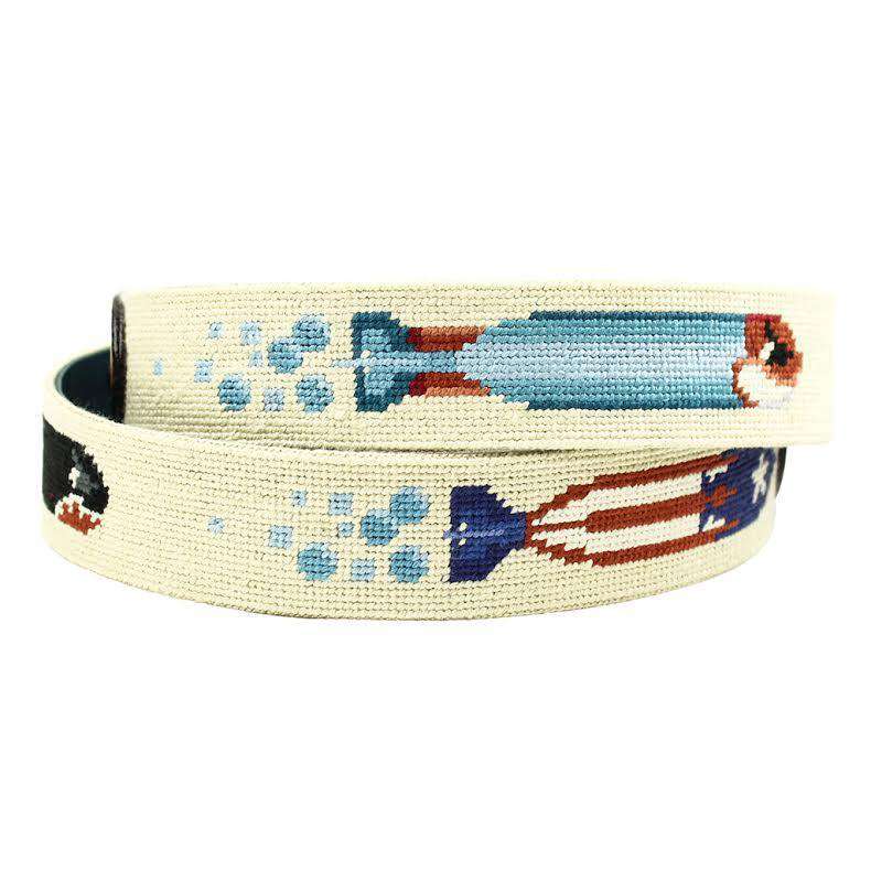 Torpedo Needlepoint Belt in Khaki by Smathers & Branson - Country Club Prep