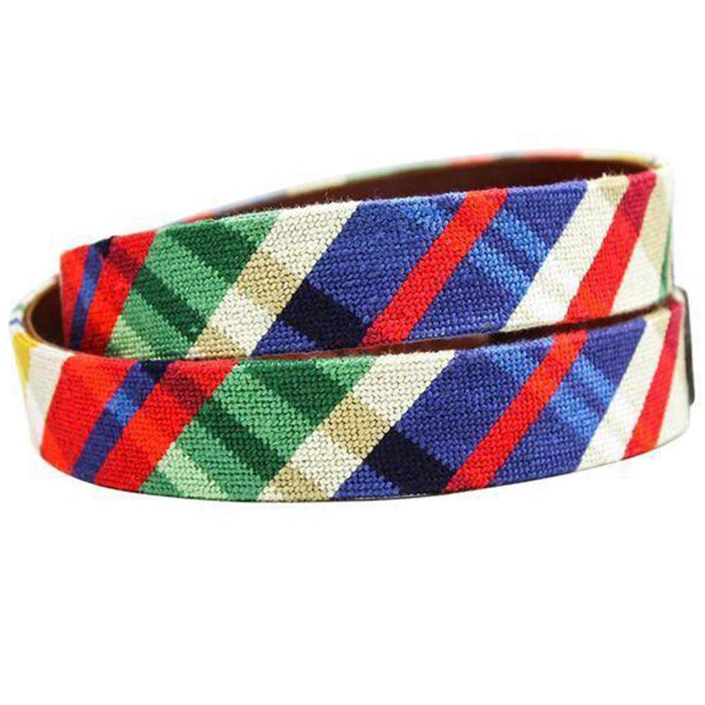 Traditional Madras Needlepoint Belt by Smathers & Branson - Country Club Prep