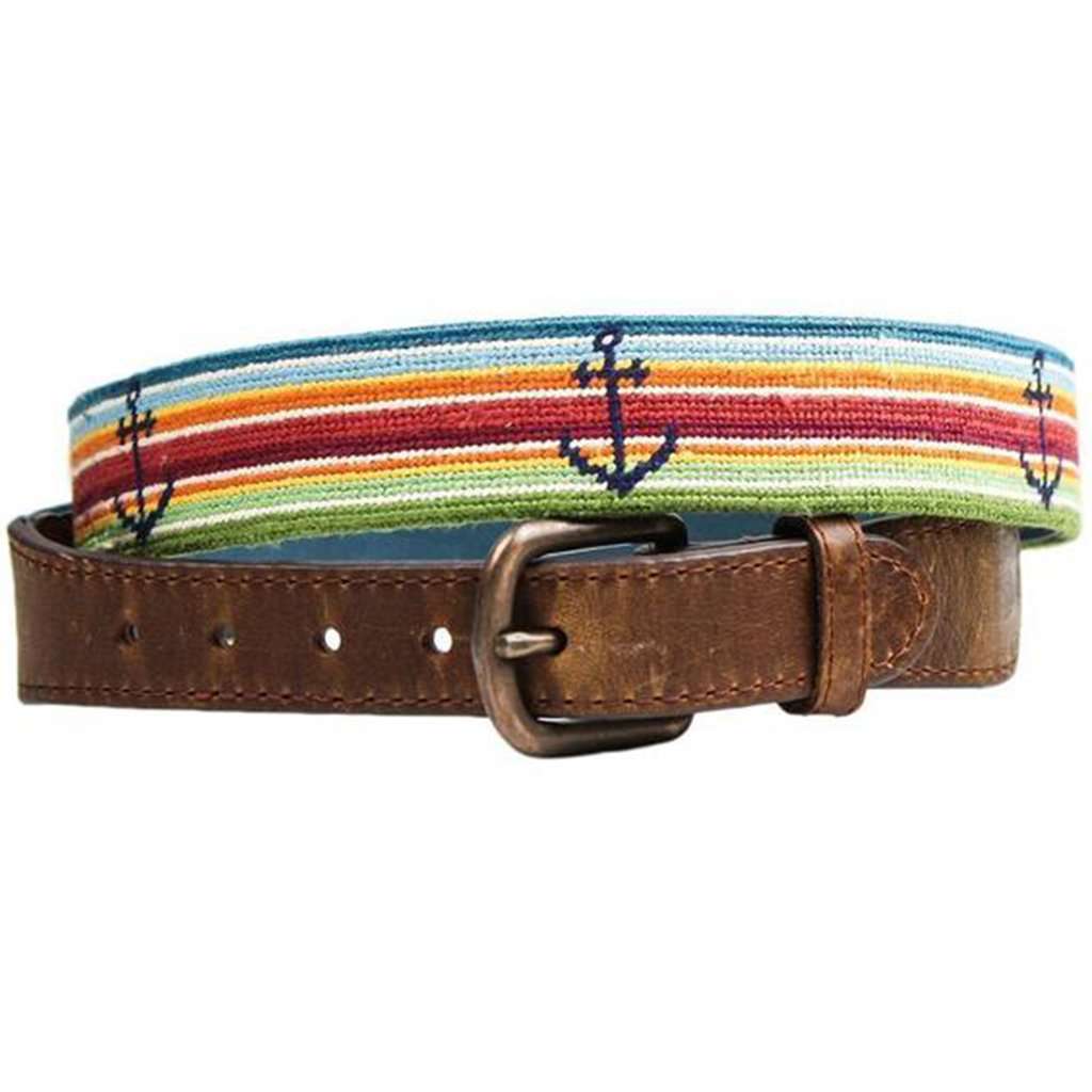 Tropical Anchor Needlepoint Belt in Multi by Smathers & Branson - Country Club Prep