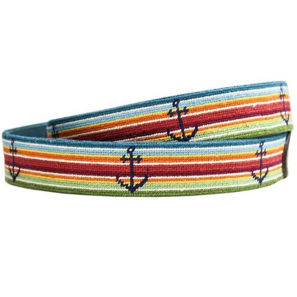 Tropical Anchor Needlepoint Belt in Multi by Smathers & Branson - Country Club Prep