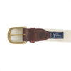 TX Austin Gameday Leather Tab Belt in Burnt Orange Ribbon w/ White Canvas Back by State Traditions - Country Club Prep