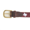 TX College Station Gameday Leather Tab Belt in Maroon Ribbon w/White Canvas Back by State Traditions - Country Club Prep