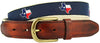 TX Traditional Leather Tab Belt in Navy Ribbon with White Canvas Backing by State Traditions - Country Club Prep
