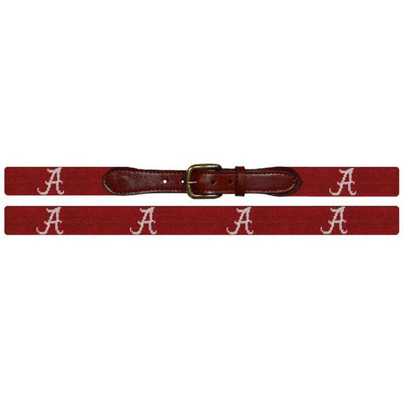University of Alabama Needlepoint Belt in Crimson and White by Smathers & Branson - Country Club Prep