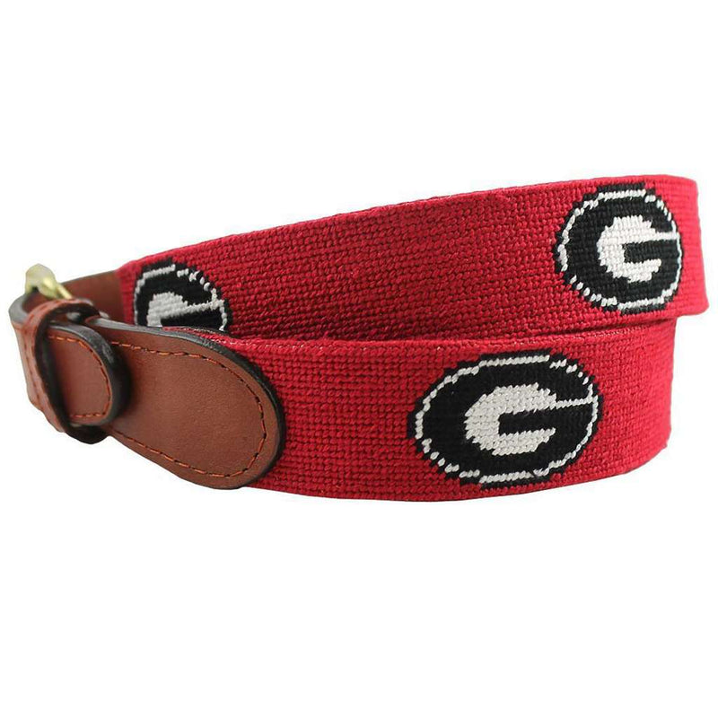 University of Georgia Needlepoint Belt in Red by Smathers & Branson - Country Club Prep