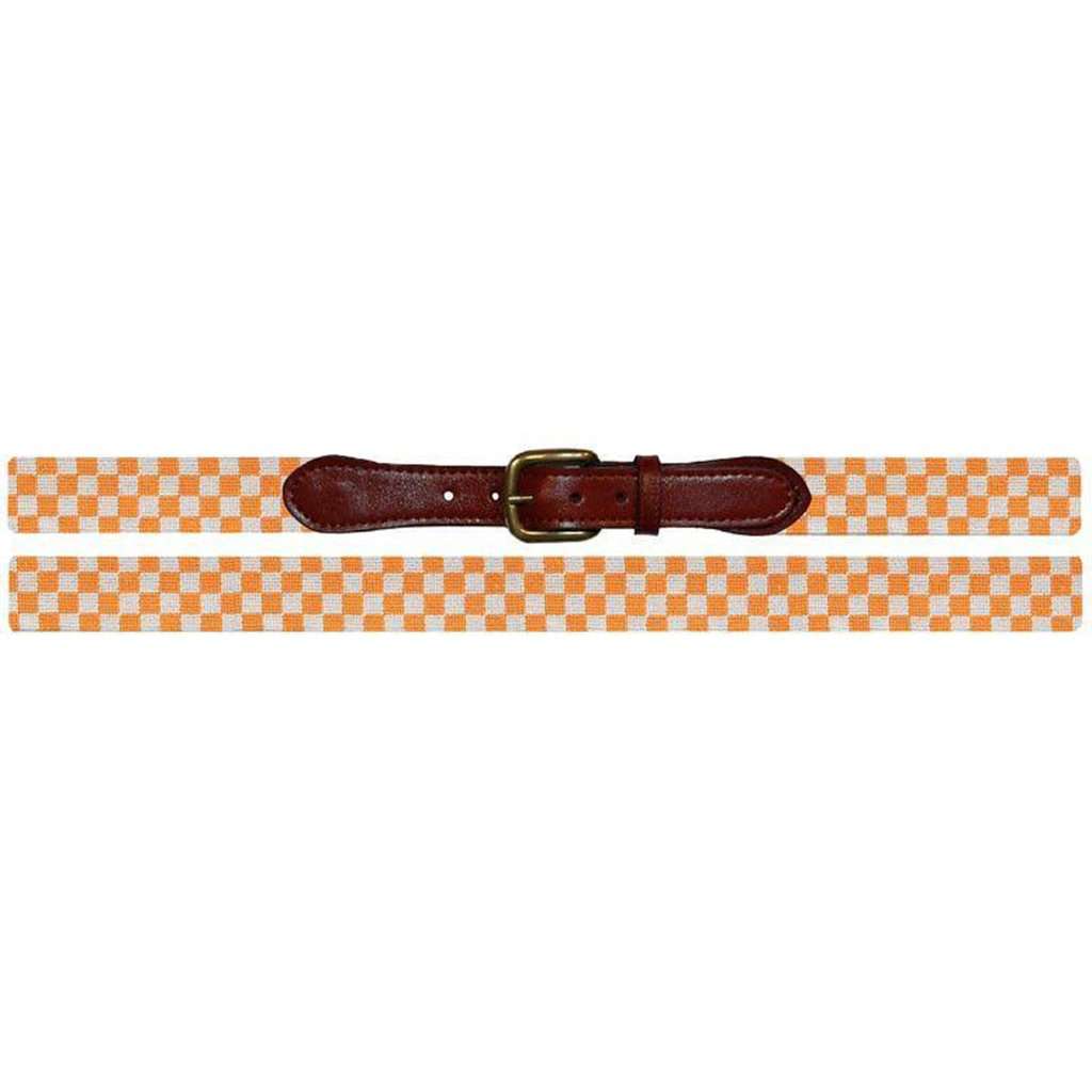 Smathers and Branson University of Tennessee Checkered Needlepoint Belt in Orange and White Orange / 38 (Fits Size 36 Pants)