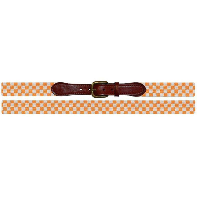 University of Tennessee Checkered Needlepoint Belt in Orange and White by Smathers & Branson - Country Club Prep