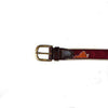 VA Blacksburg Gameday Leather Tab Belt in Maroon Ribbon w/ White Canvas Backing by State Traditions - Country Club Prep