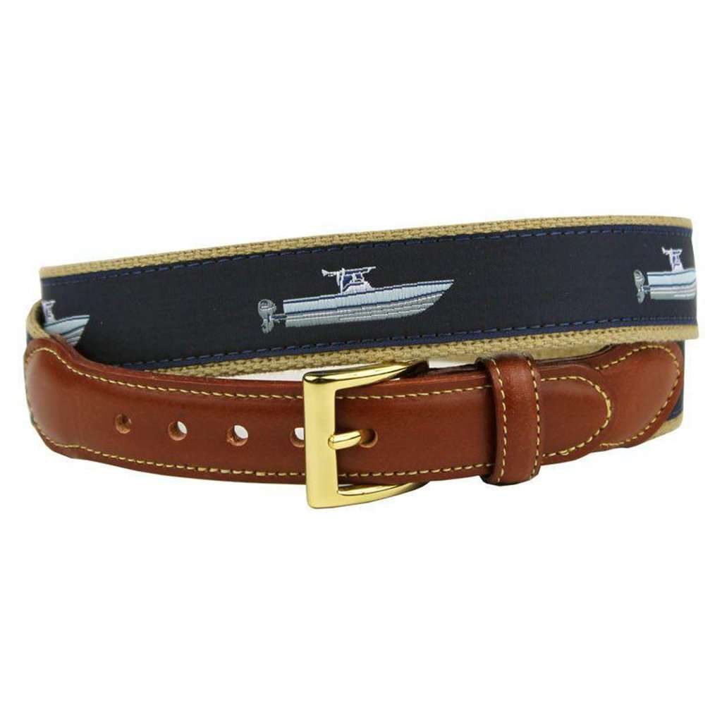 We're Gonna Need a Bigger Boat Leather Tab Belt in Navy by Country Club Prep - Country Club Prep