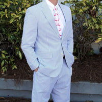 Farmington Plain-front Suit in Navy Blue Seersucker by Country Club Prep - Country Club Prep