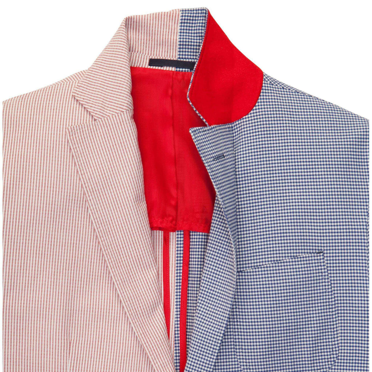 Gentleman's Jacket in Red Stripe and Blue Gingham by Southern Proper - Country Club Prep