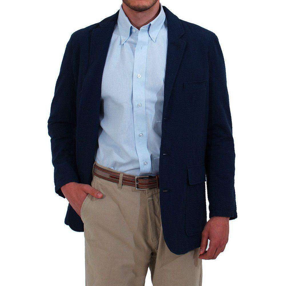 Spinnaker Seersucker Blazer in Navy by Castaway Clothing - Country Club Prep