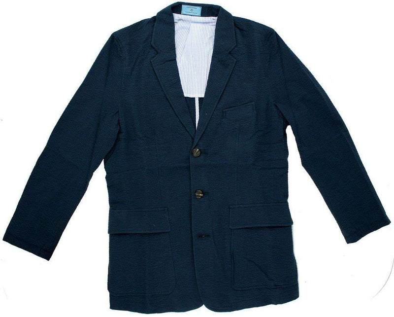 Spinnaker Seersucker Blazer in Navy by Castaway Clothing - Country Club Prep