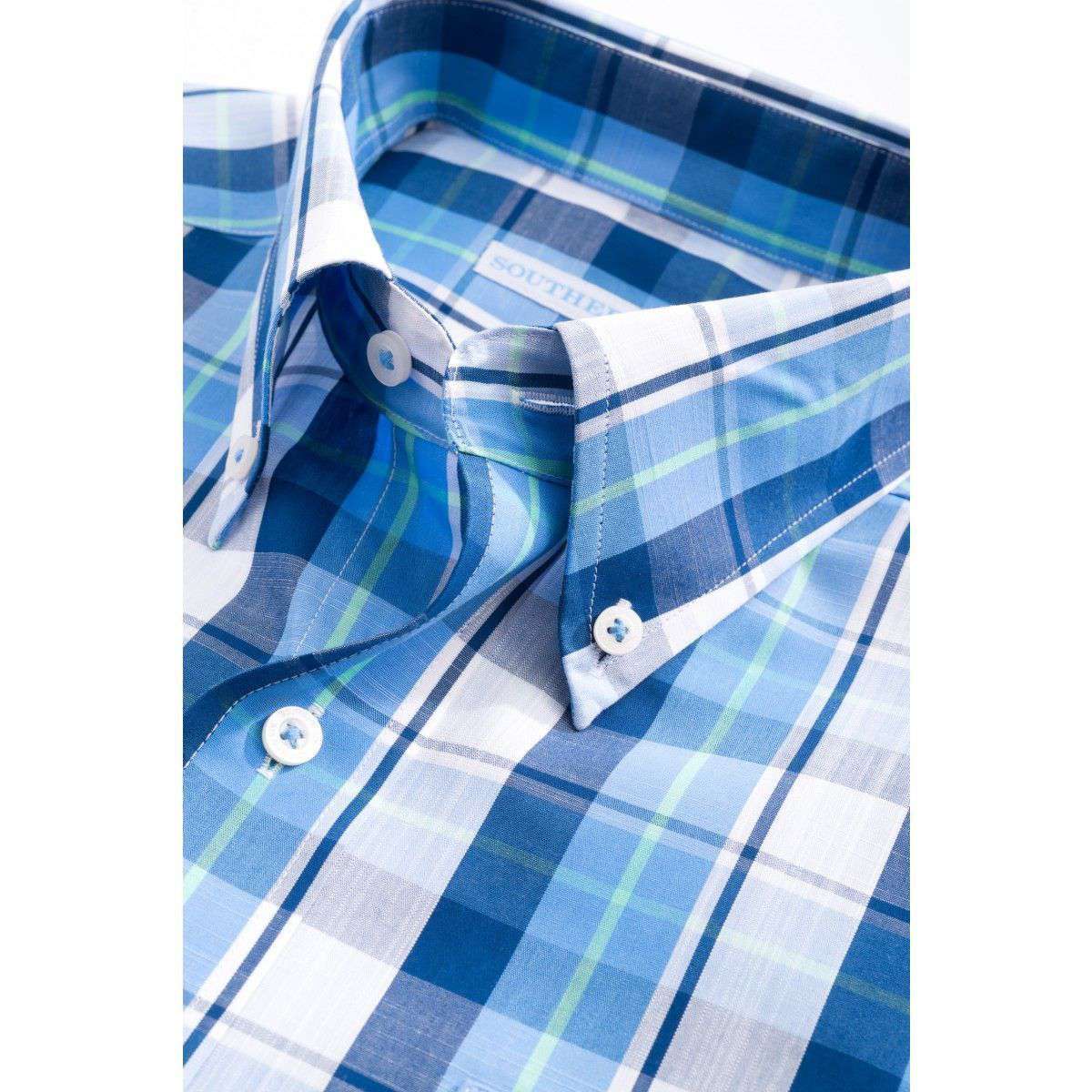 Auto Pilot Plaid Classic Sport Shirt in Charting Blue by Southern Tide - Country Club Prep