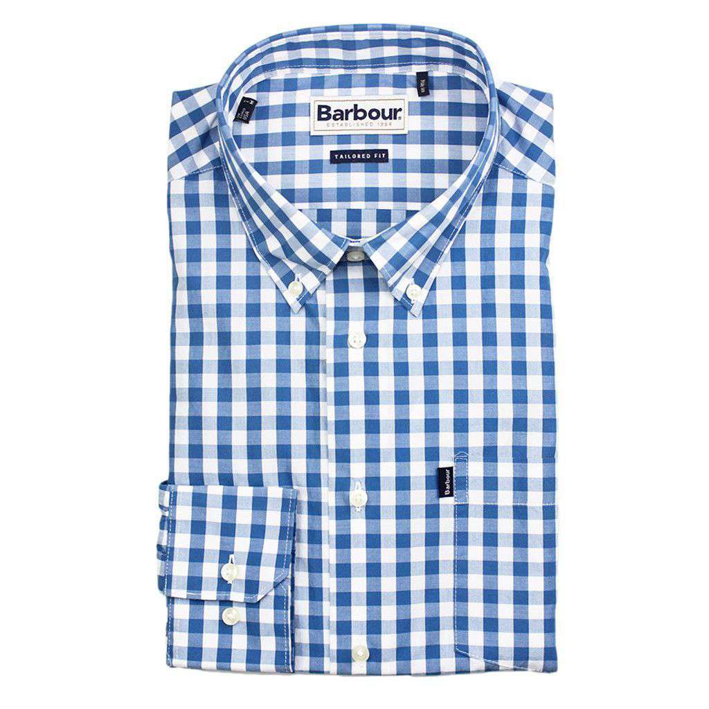 Auton Tailored Fit Button Down in Aqua by Barbour - Country Club Prep