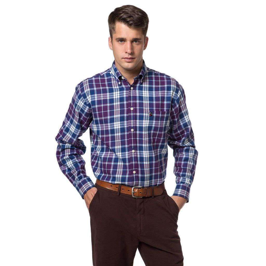 Bennet Southern Shirt in Purple Plaid by Southern Proper - Country Club Prep