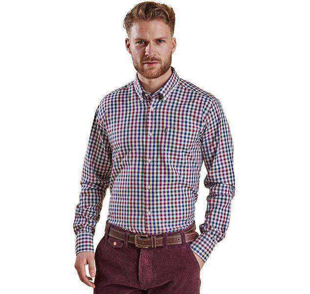 Bibury Regular Fit Button Down in Plum by Barbour - Country Club Prep