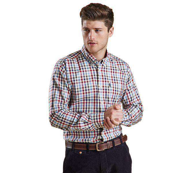 Bibury Tailored Fit Button Down in Red by Barbour - Country Club Prep