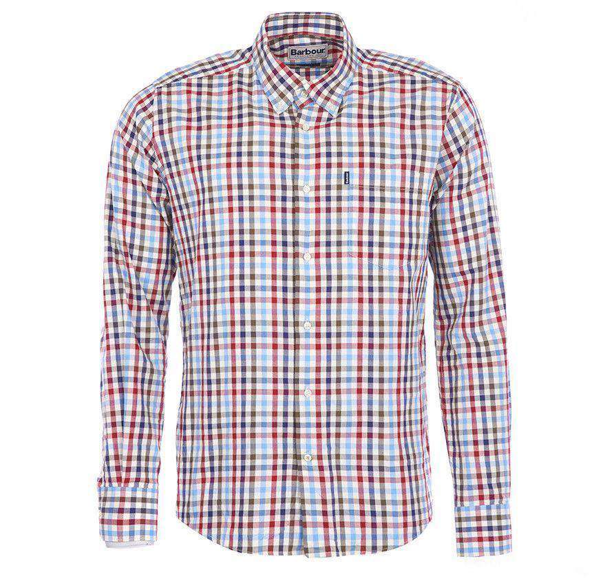 Bibury Tailored Fit Button Down in Red by Barbour - Country Club Prep