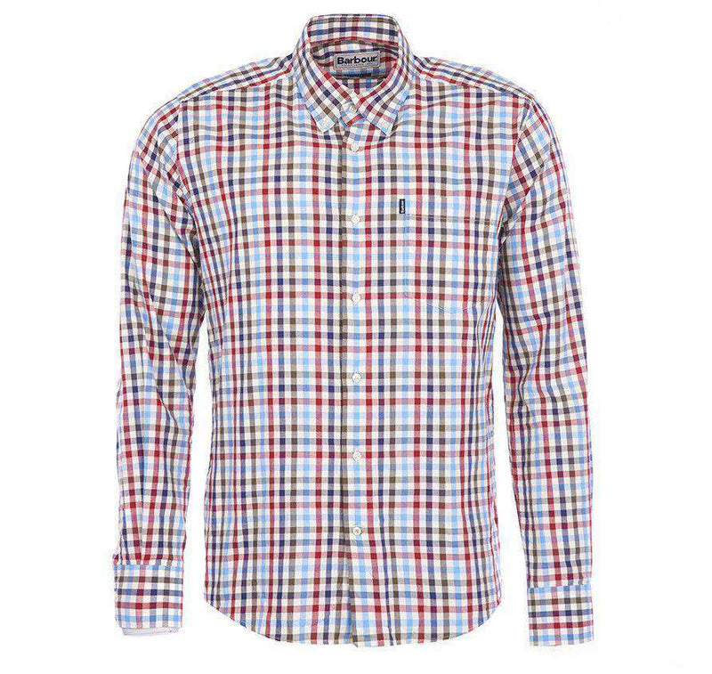 Bibury Tailored Fit Button Down in Red by Barbour - Country Club Prep