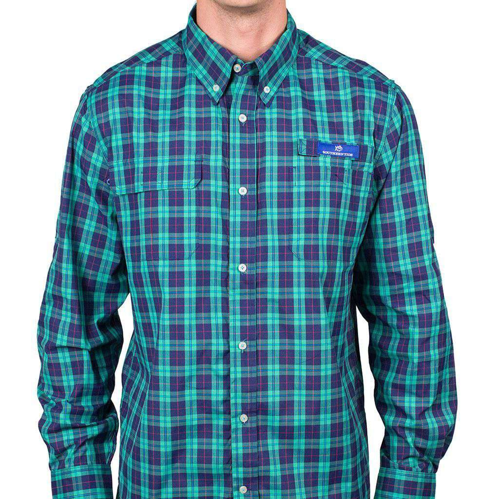 Bluefish Plaid Fishing Shirt in Blue Depths by Southern Tide - Country Club Prep