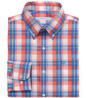 Bon Voyage Plaid Classic Fit Sport Shirt in Coral Beach by Southern Tide - Country Club Prep