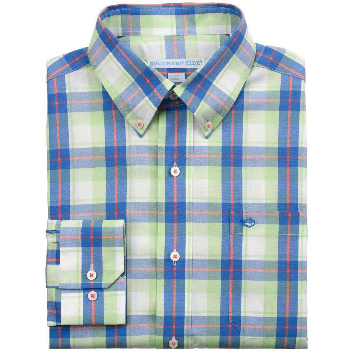 Bon Voyage Plaid Classic Fit Sport Shirt in Lime by Southern Tide - Country Club Prep