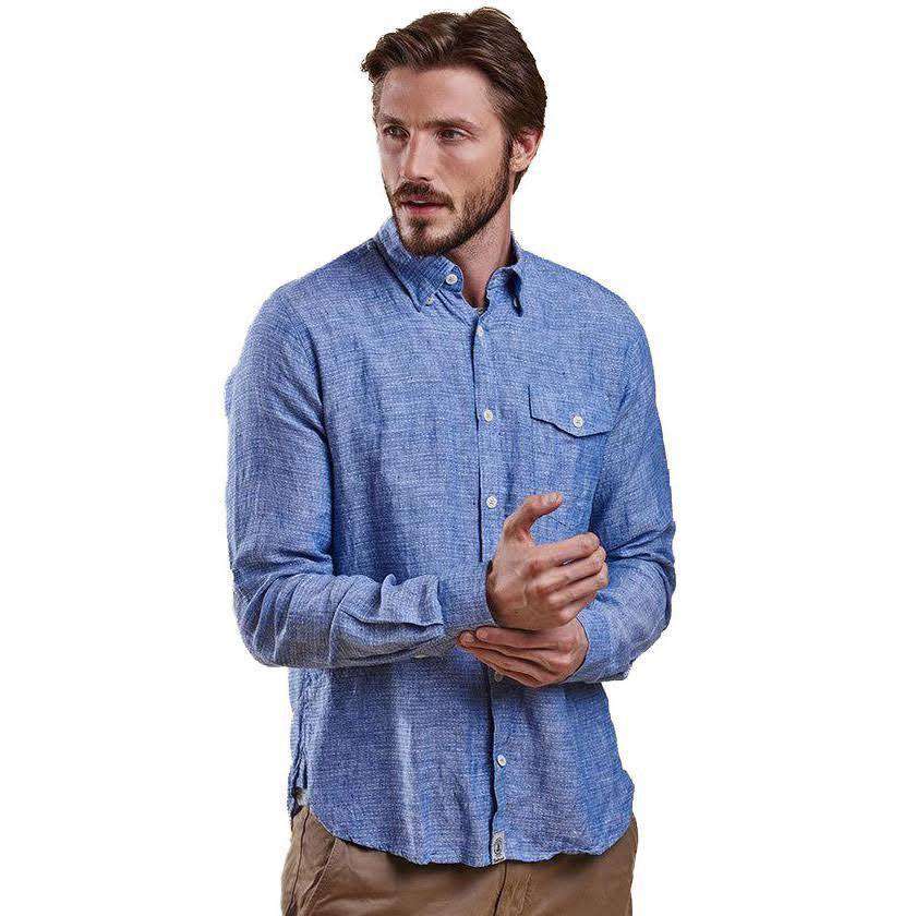 Bowspirit Linen Button Down in Indigo by Barbour - Country Club Prep