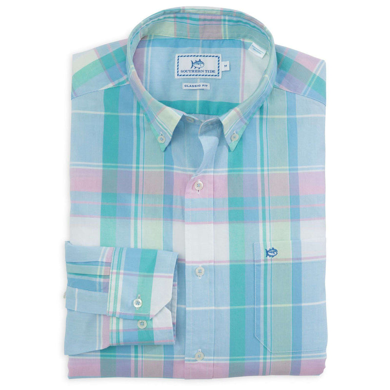 Breechwood Plaid Classic Fit Sport Shirt in Ocean Channel by Southern Tide - Country Club Prep