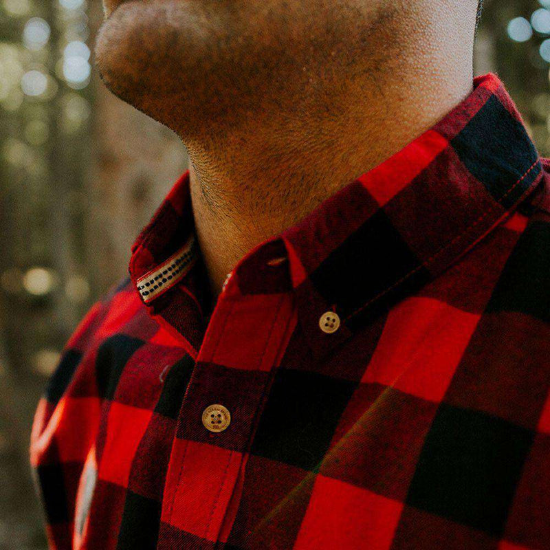 Brushed Buffalo Button Down Shirt in Red & Black by The Normal Brand - Country Club Prep