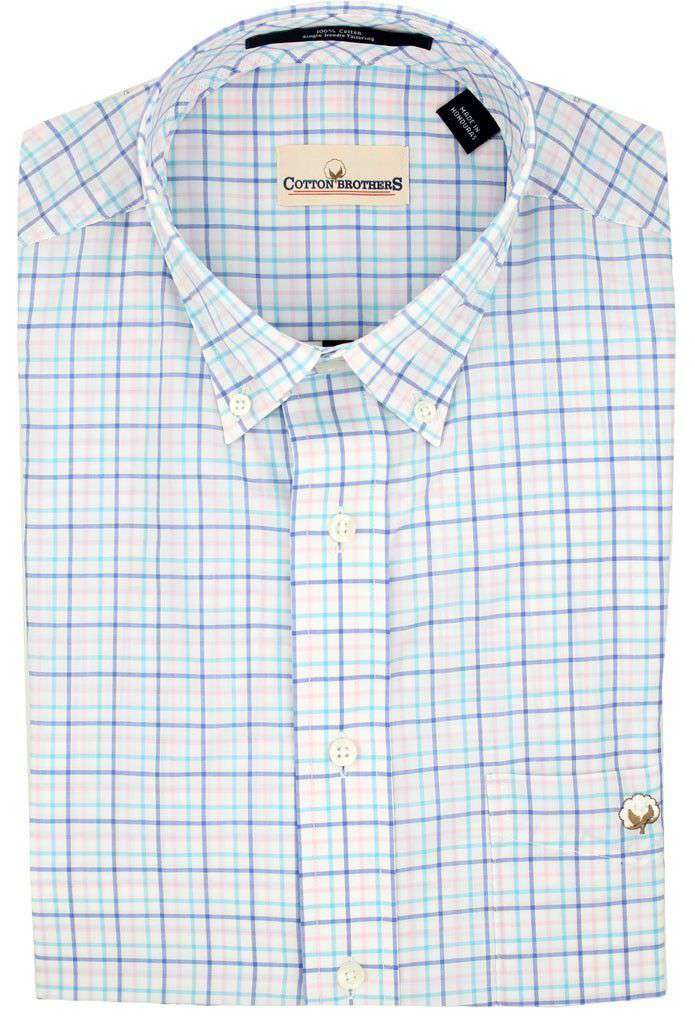Button Down in Aqua Blue Tattersall by Cotton Brothers - Country Club Prep