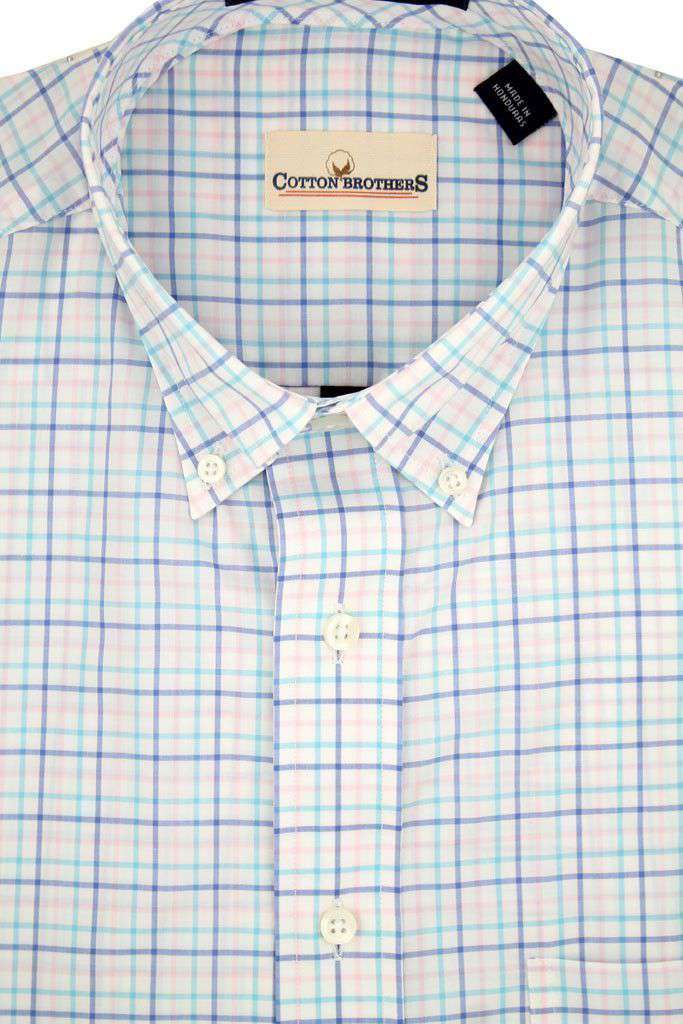 Button Down in Aqua Blue Tattersall by Cotton Brothers - Country Club Prep