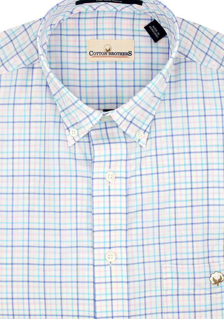 Button Down in Aqua Blue Tattersall by Cotton Brothers - Country Club Prep