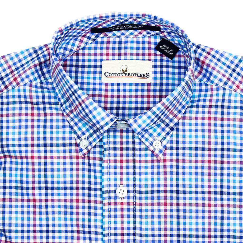 Button Down in Blue and Magenta Mini Check by Cotton Brothers - Country Club Prep