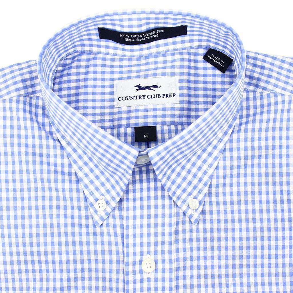 Button Down in Blue Standard Gingham by Country Club Prep - Country Club Prep