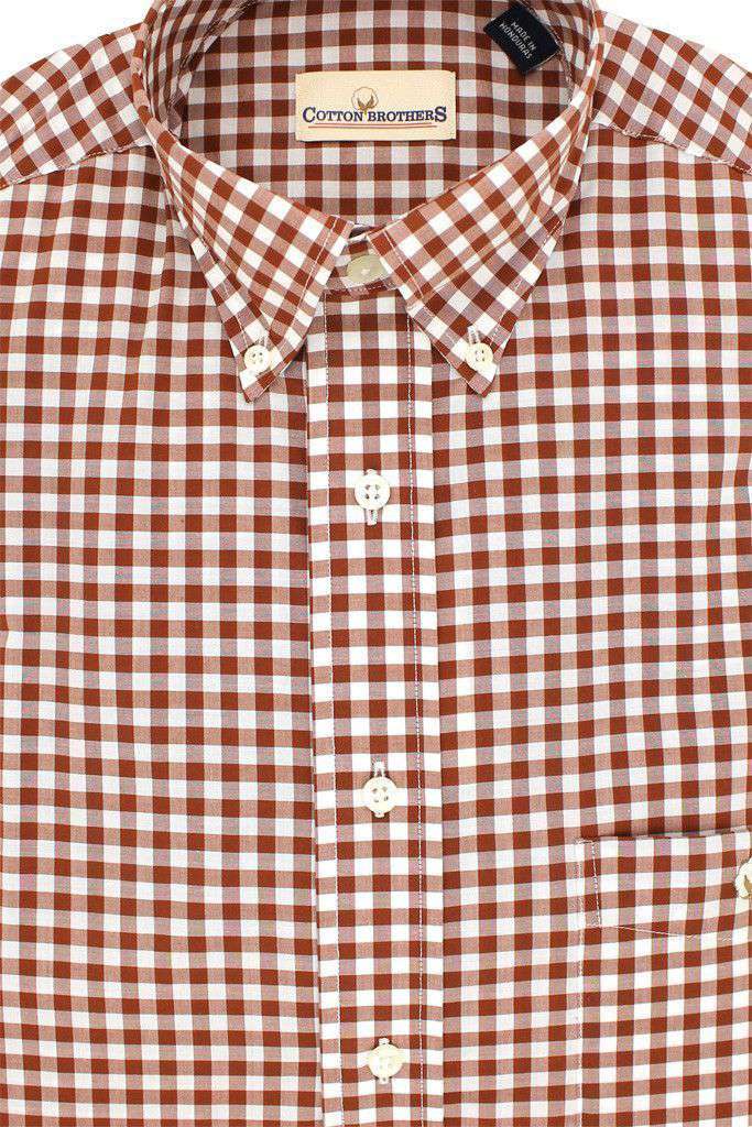 Button Down in Brown Small Gingham by Cotton Brothers - Country Club Prep