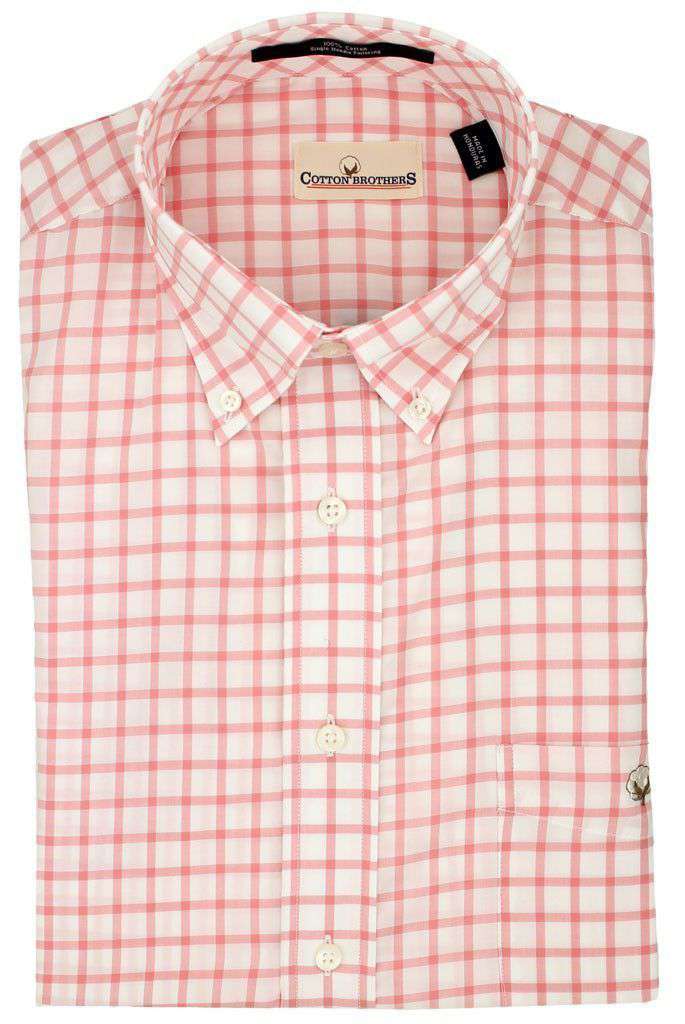 Button Down in Coral Check by Cotton Brothers - Country Club Prep