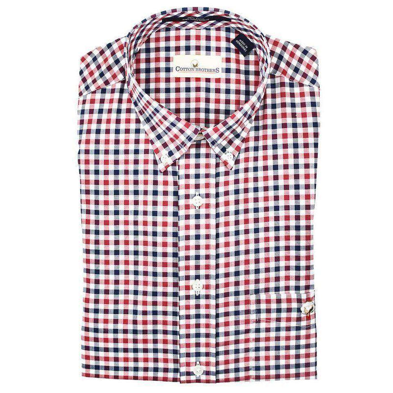 Button Down in Crimson Multi Check by Cotton Brothers - Country Club Prep
