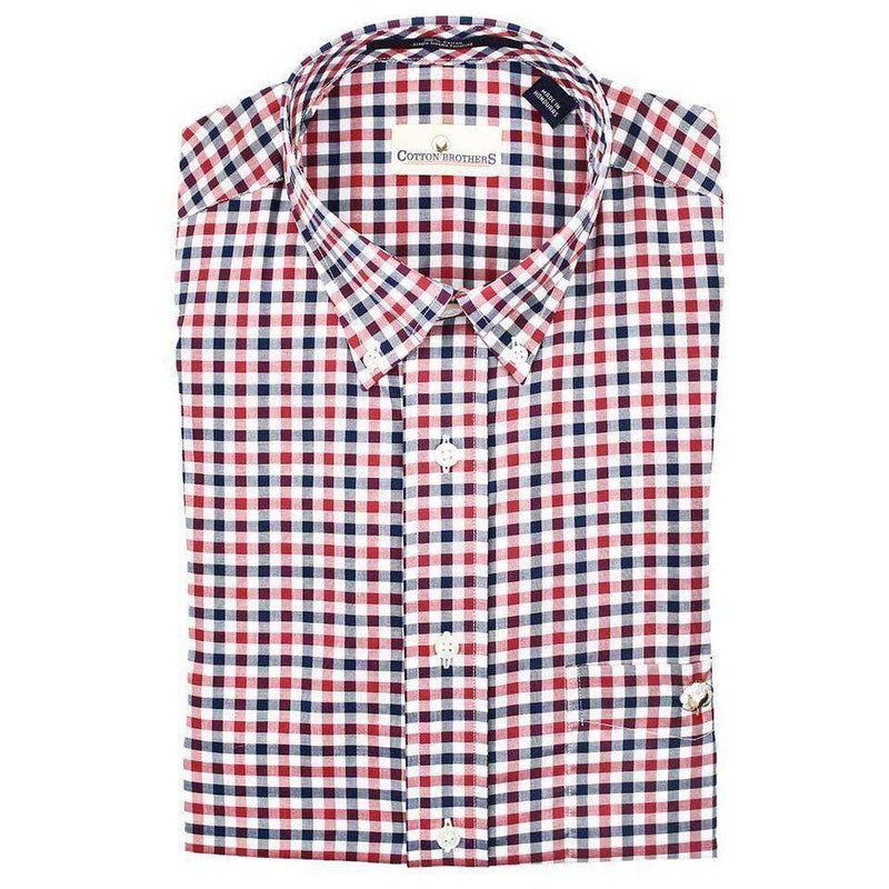 Button Down in Crimson Multi Check by Cotton Brothers - Country Club Prep