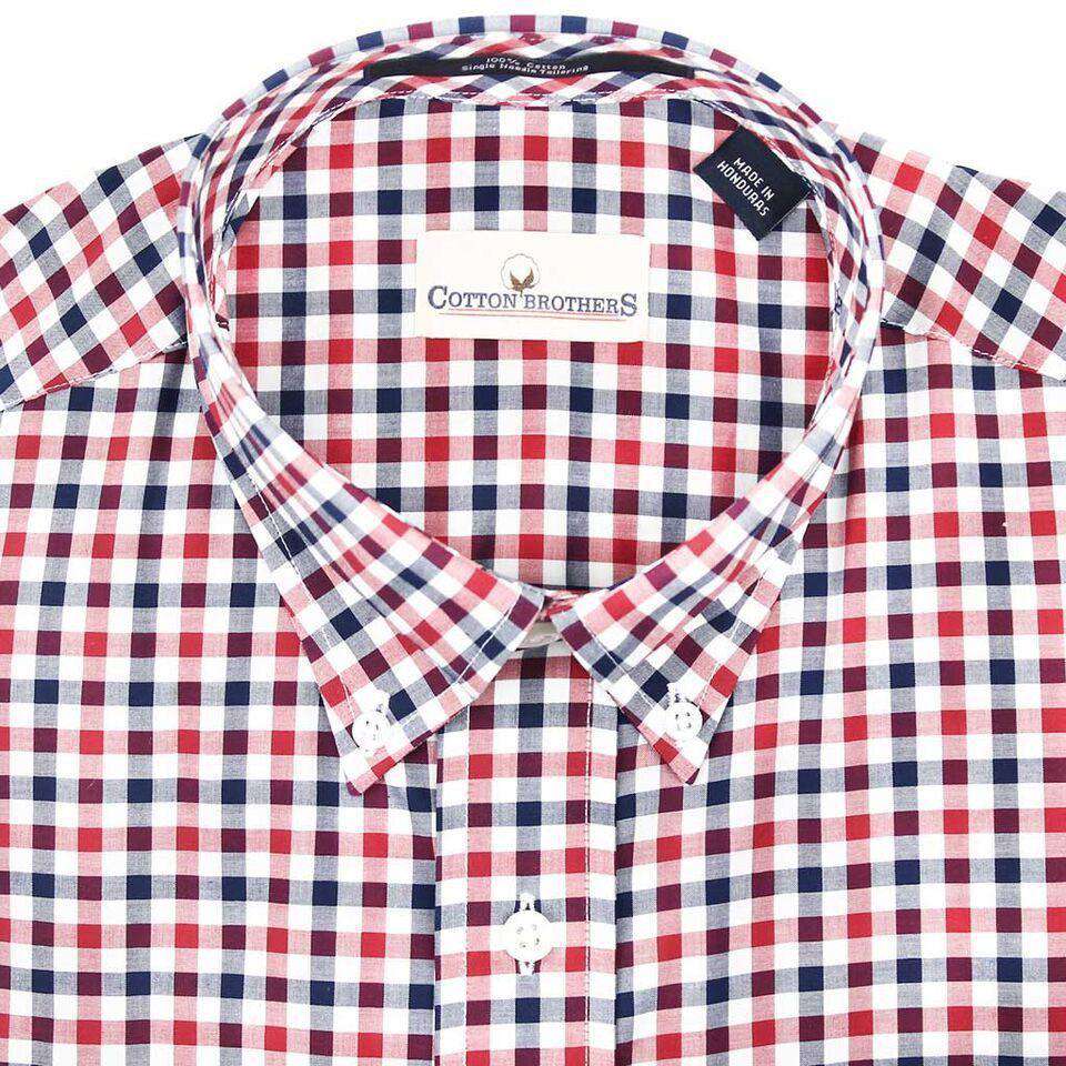 Button Down in Crimson Multi Check by Cotton Brothers - Country Club Prep