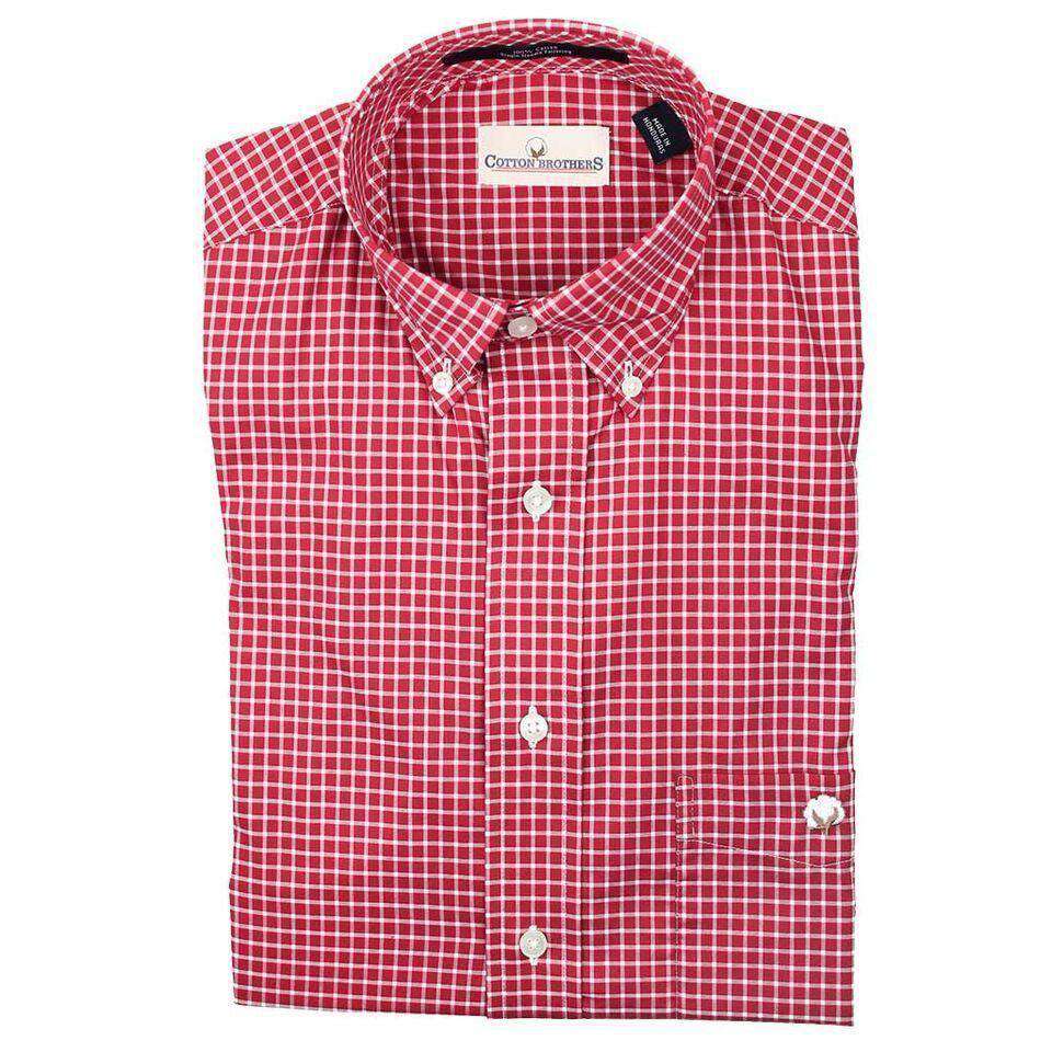 Button Down in Crimson Small Check by Cotton Brothers - Country Club Prep